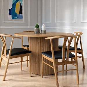 Table à manger ronde effet bois blond ø120 cm MATERA